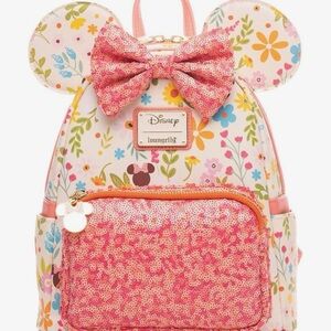 Loungefly Disney Floral Minnie Mouse Backpack - Pink and Cream